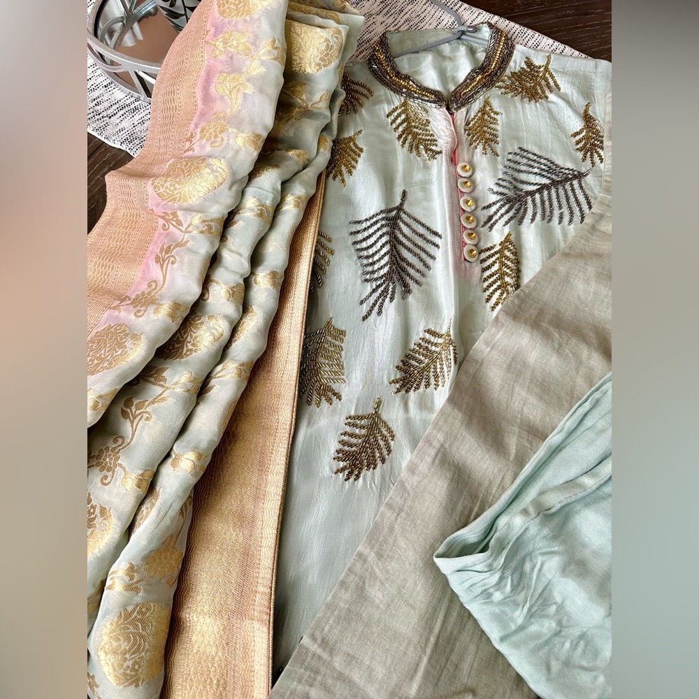 Silk 4 Piece Pastel Salwar Kameez Set